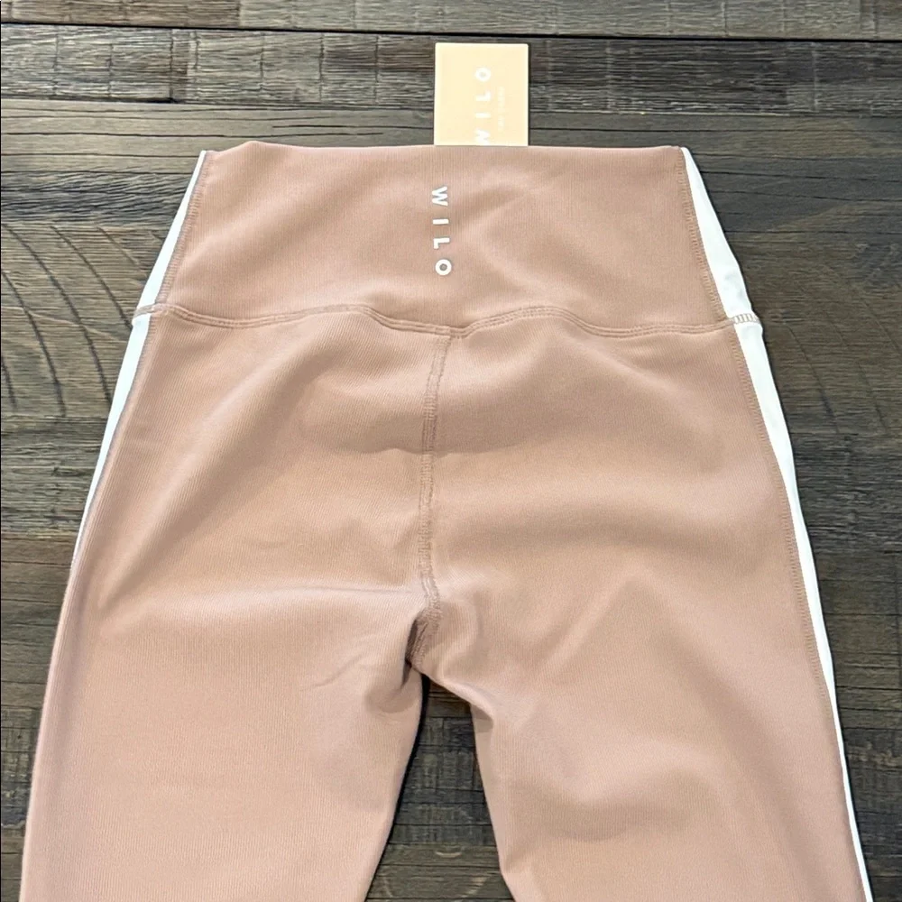 WILO The Label 2 Piece Sports Bra and Leggings Brown High Waist Stripe Ribbed S - Picture 7 of 16